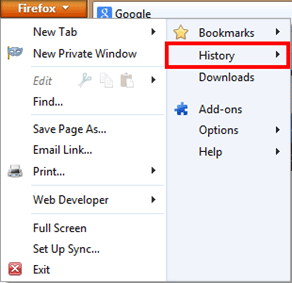 Firefox Menu, History